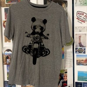 Lightly used bear on motorcycle kids shirt